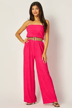 Load image into Gallery viewer, Iris Strapless Belted Wide Leg Jumpsuit
