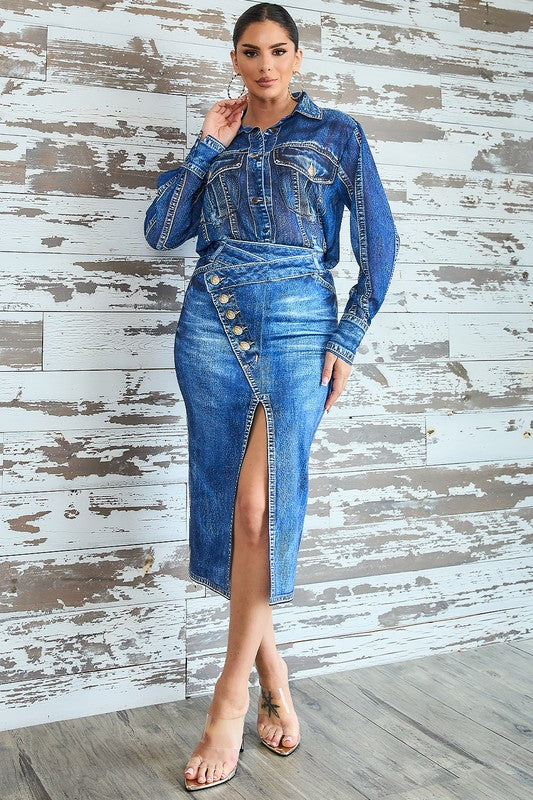 Soft Denim Shirt Set